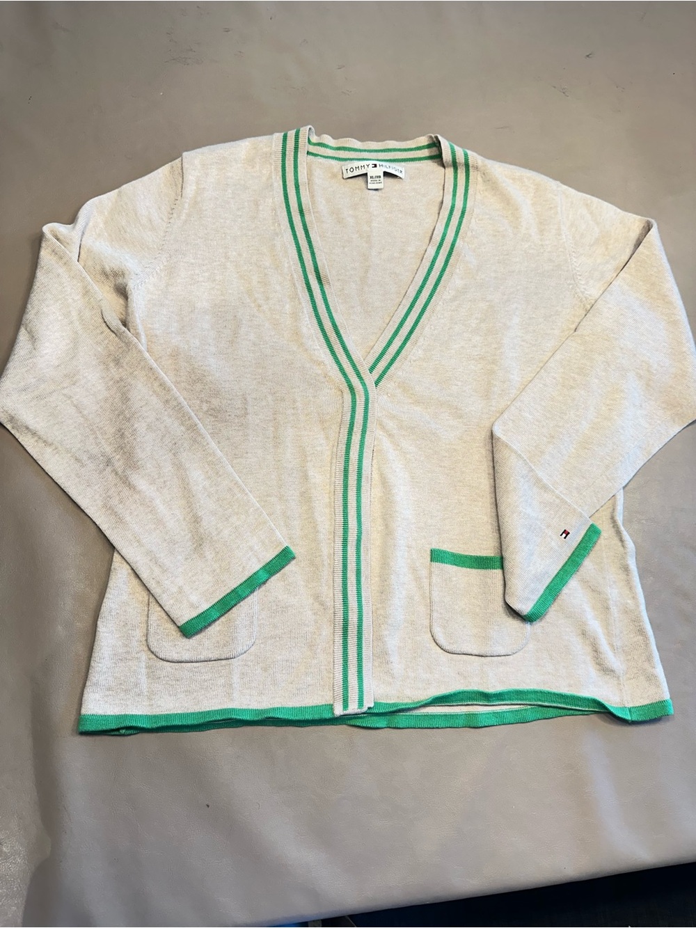 Vintage Tommy Hilfiger Cardigan Premium cotton &cashmere blend size XL relaxed L - Picture 3 of 7